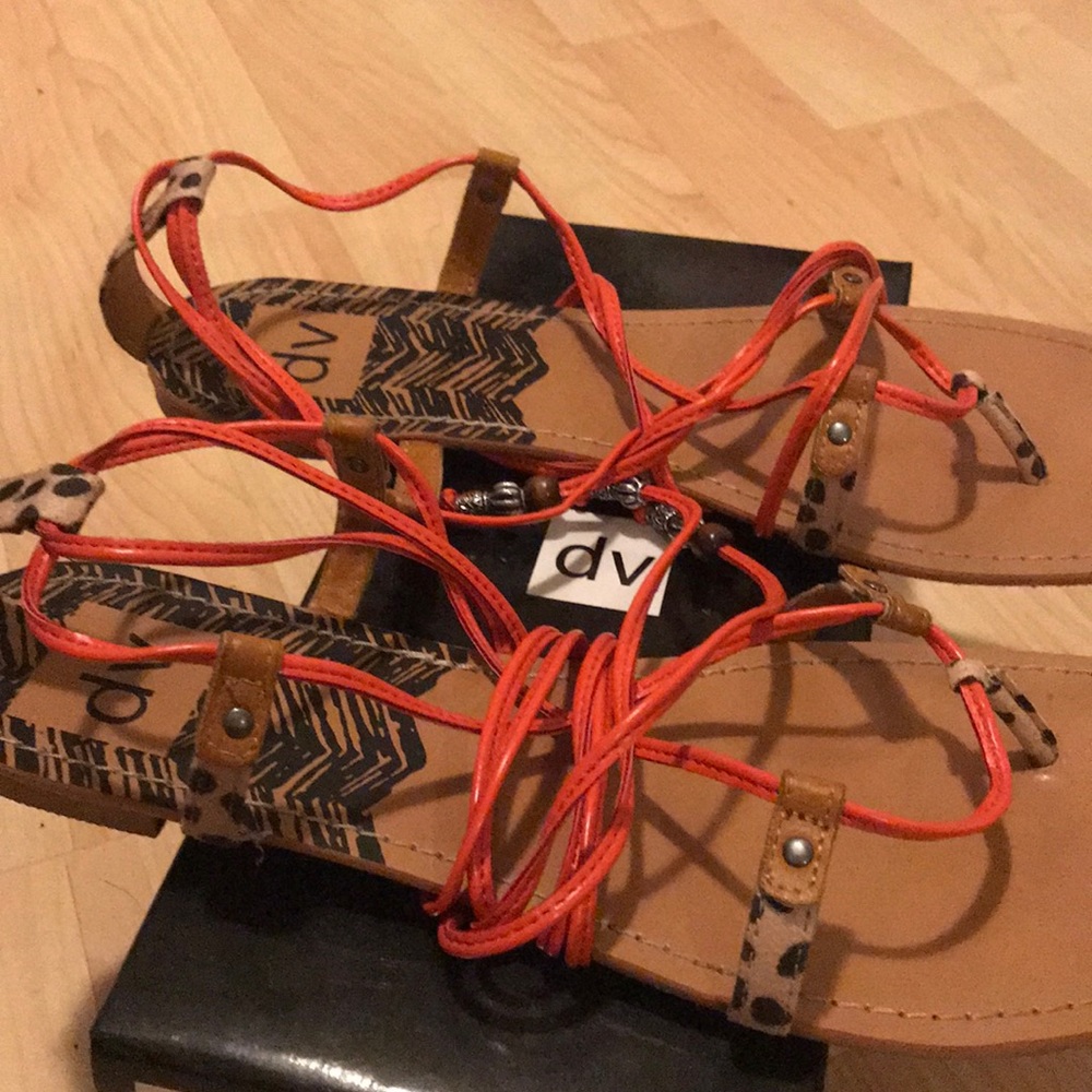 Dolce vita coral faux leather gladiator shoes